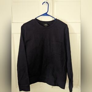 A.P.C. Rue Madame Paris 100% Cotton Navy Blue Heavy Duty Sweatshirt (M)